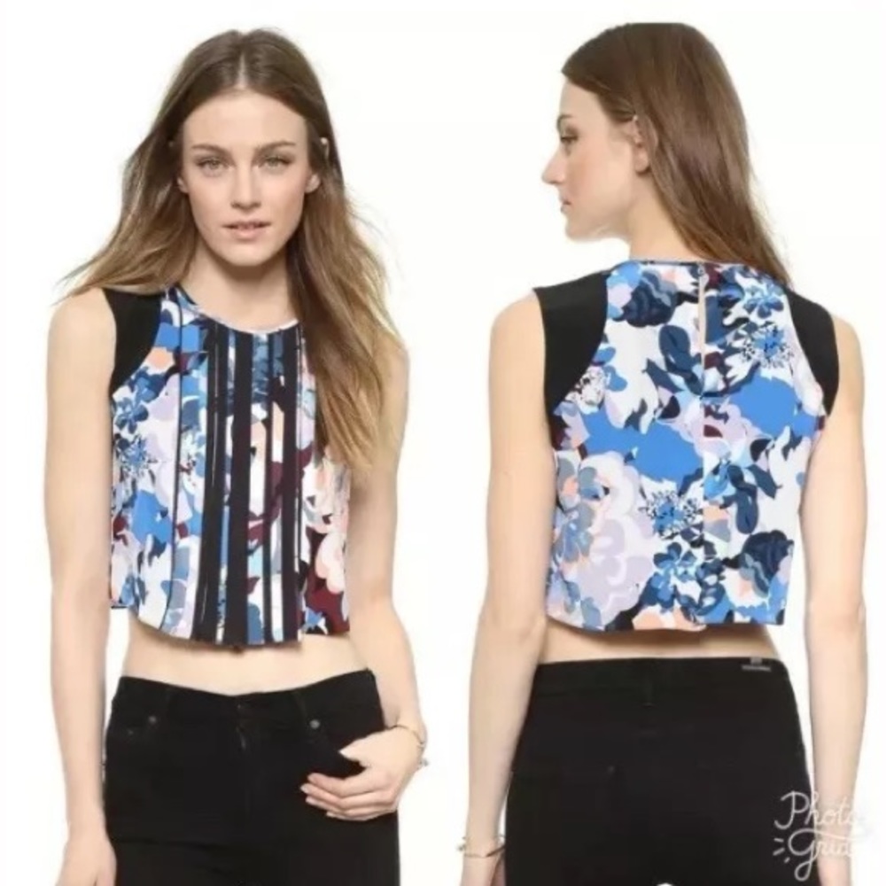 Elizabeth & James pia floral crop silk top